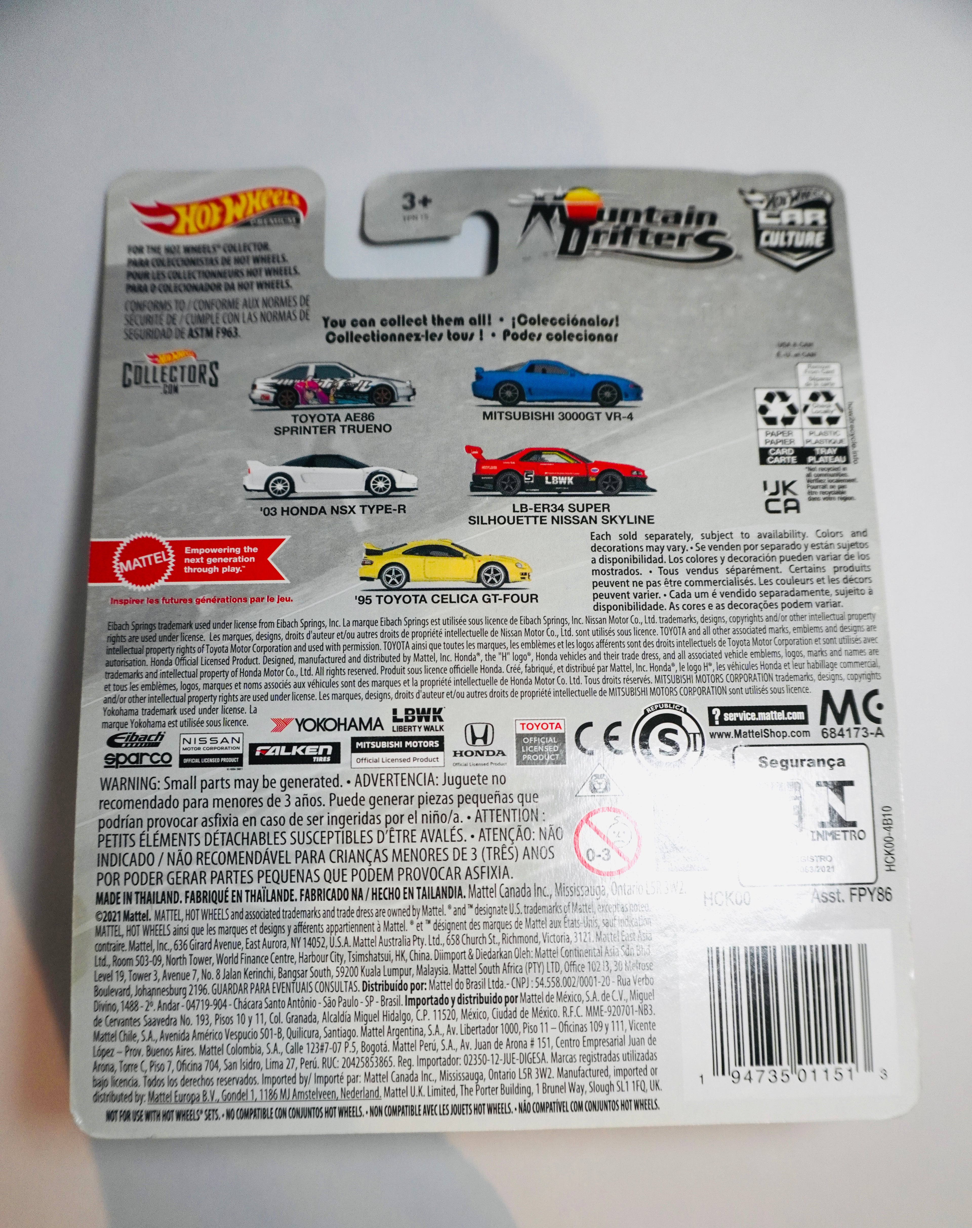 👉 Model: Hot Wheels Mountain Drifters 03’ Honda Nsx Type‑R 3/5