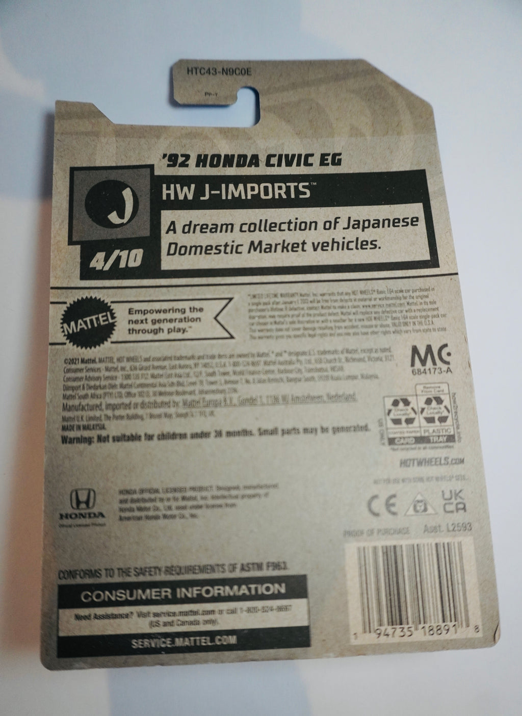 Hot Wheels ’92 Honda Civic EG – HW J-Imports 4/10