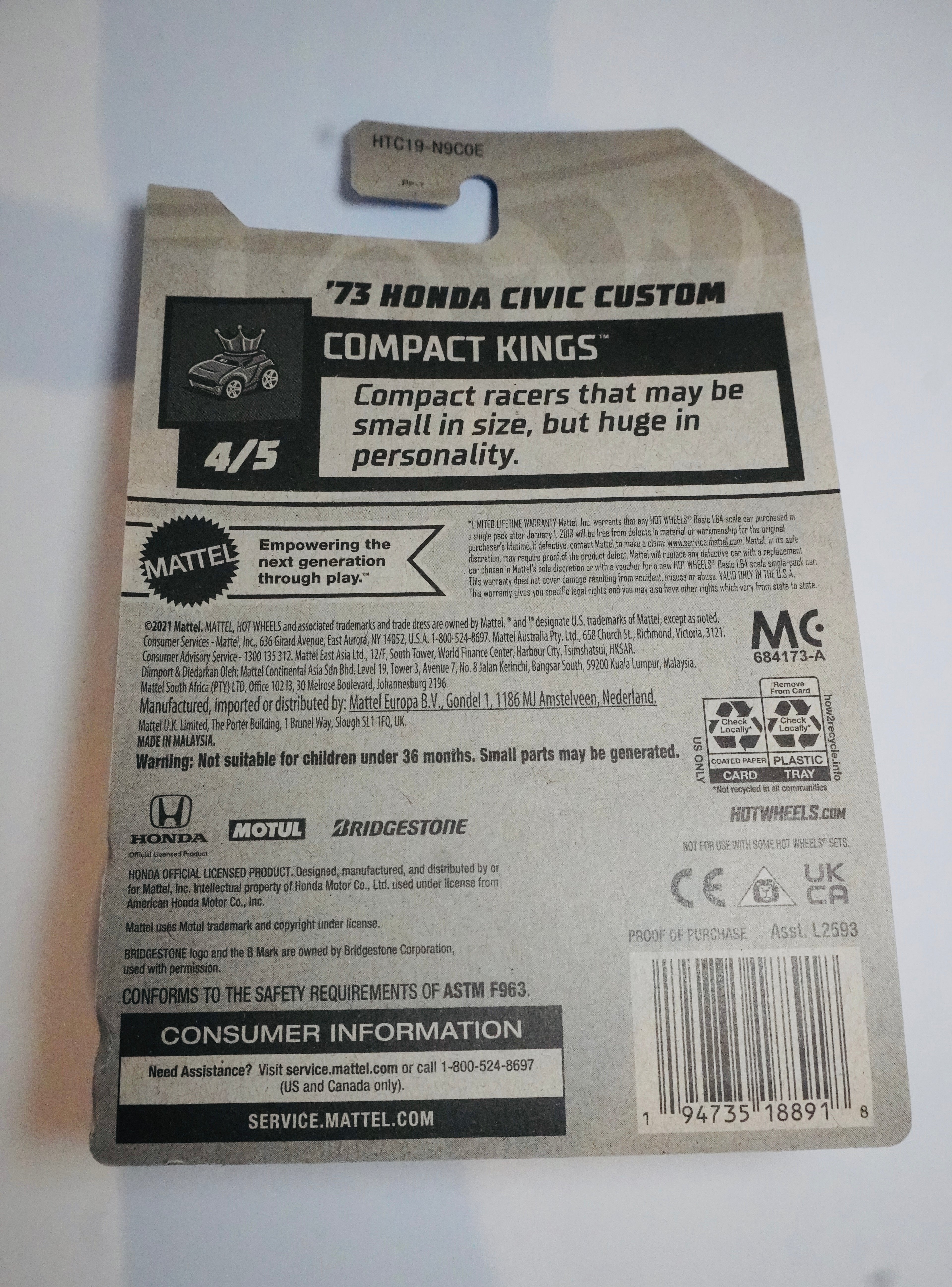 🔥 Hot Wheels ’73 Honda Civic Custom – Classic Die-Cast Collector Car 🔥