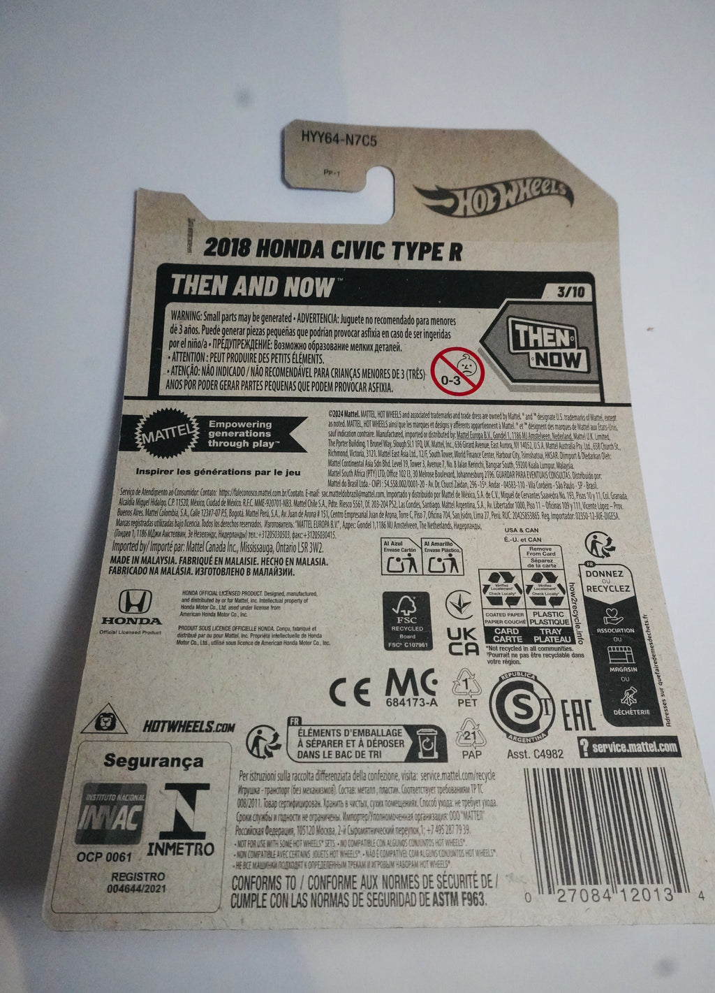 Hot Wheels 2018 Honda Civic Type R – Then and Now Series (3/10)