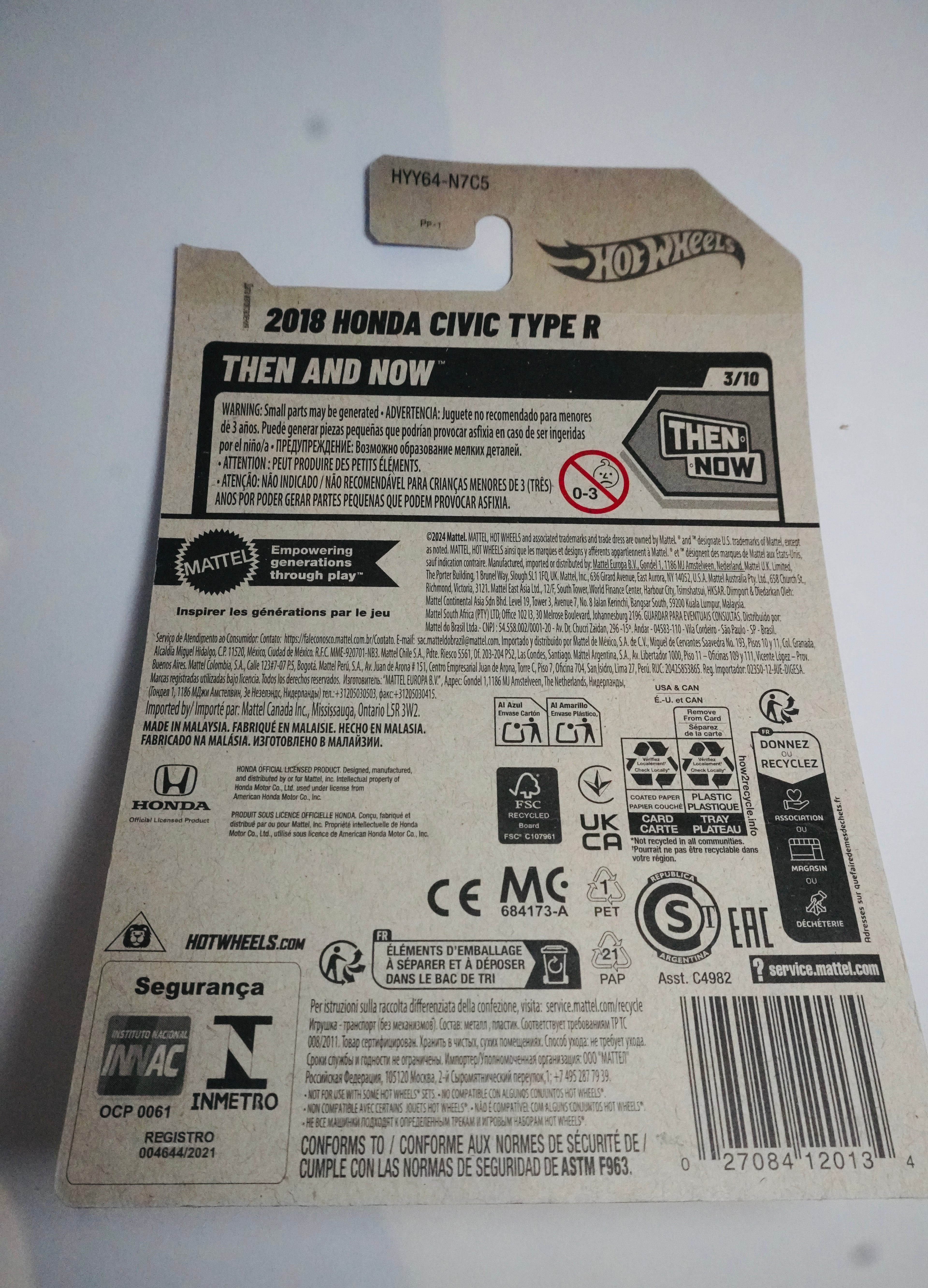 Hot Wheels 2018 Honda Civic Type R – Then and Now Series (3/10)