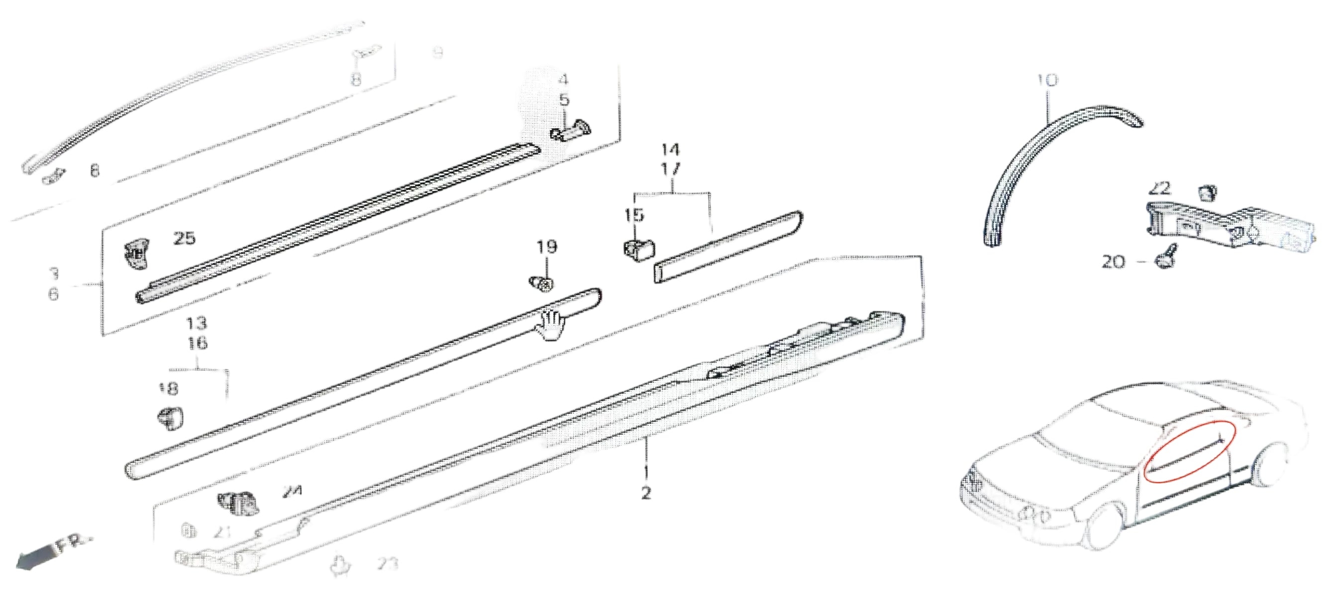 94-01 ACURA INTEGRA GENUINE BELT MOLDINGS (sold as a pair) 2DR